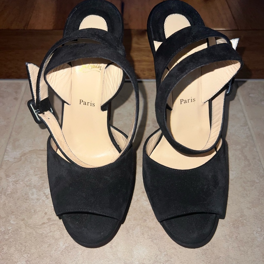 Christian Louboutin Loulou Dancing Heels Suede Black Size US 7.5 - Picture 6 of 8